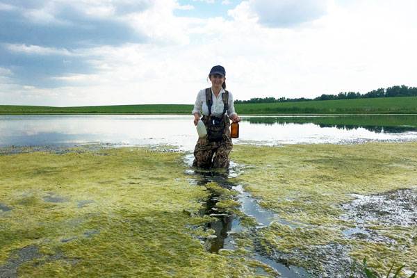 Student doing water research